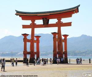 yapboz Torii Itsukuşima Tapınağı, Japonya